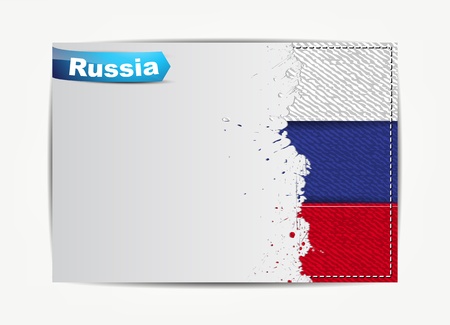 Stitched Russia flag with grunge paper frame for your text with the name of the country.のイラスト素材