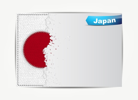 Stitched Japan flag with grunge paper frame for your text with the name of the country.のイラスト素材