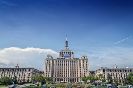 BUCHAREST, ROMANIA - June 21: The House of the Free Press on June 21, 2013 in Bucharest, Romania. Built in 1956 Is a building in northern Bucharest, the tallest in the city between 1956 and 2007のeditorial素材