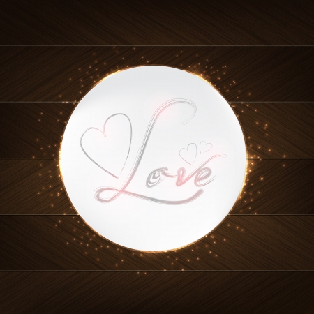 Love Typography - wood background in retro style with hearts and label.のイラスト素材