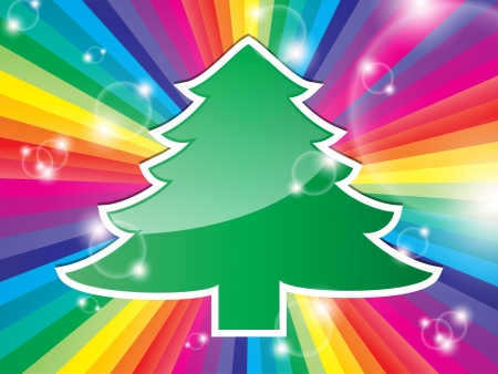 Merry Christmas multicolored background with a tree and space for text.のイラスト素材