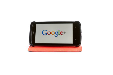 Bucharest, Romania - Jan 24, 2014: Photo of Google+ on smartphone screen. Google+ (pronounced and...