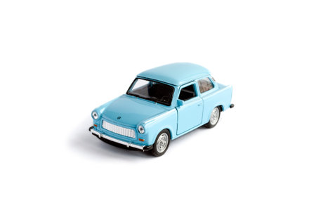 Bucharest, Romania - Jan 24, 2014: Photo of a toy Trabant isolated on white. The Trabant is a car...