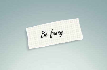Be funny. Hand writing text on a piece of math paper on a blue .のイラスト素材