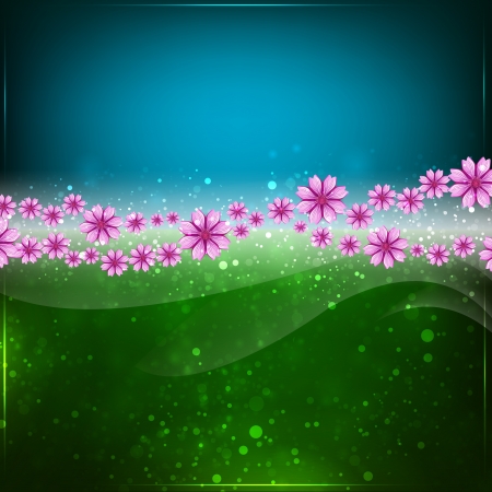 Green and blue abstract background. Spring and summer wallpaper. Space for text.のイラスト素材