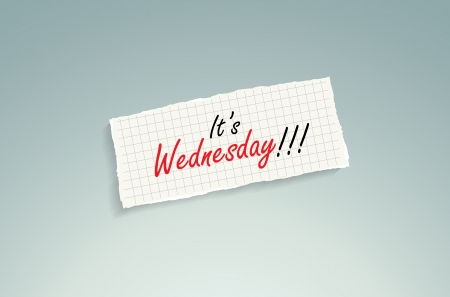 It is Wednesday! Hand writing text on a piece of math paper on a blue.のイラスト素材