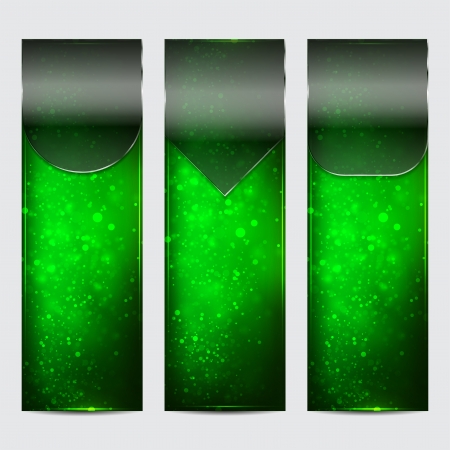 Set of green banners with glass copyspace.のイラスト素材