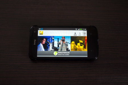 Bucharest, Romania - February 05, 2014: Photo of a HTC Desire device, showing the Nikon web page....