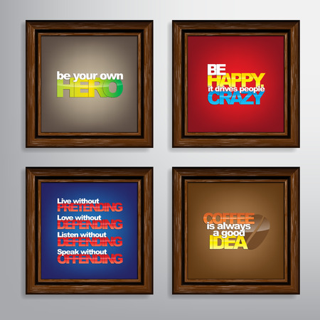 Set Of Typographic Backgrounds. Motivational Quotes. Canvas With Calligraphic Elementsのイラスト素材