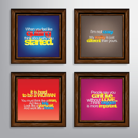 Set Of Typographic Backgrounds. Motivational Quotes. Canvas With Calligraphic Elementsのイラスト素材