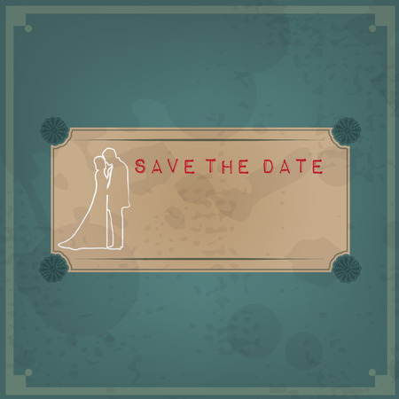 Wedding invitation card. Save the date, retro  theme.のイラスト素材
