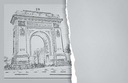  Arc de triomphe - Bucharest, Romania. Background with space for text.のイラスト素材