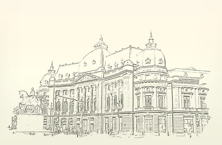 Architecture of building. Sketch. Drawing of building.City. Space for textのイラスト素材