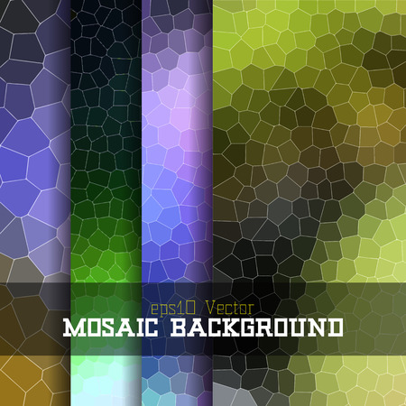 Geometric patterns set. Colorful abstract mosaic backgrounds. のイラスト素材