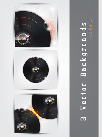 Vector music background set with vinyls のイラスト素材