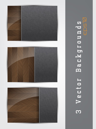 Vector wood background set with textile and space for your textのイラスト素材