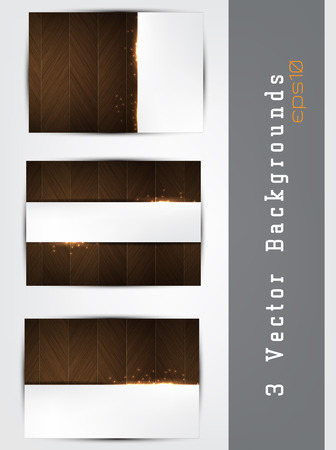 Vector wood background set with white paper and space for your textのイラスト素材