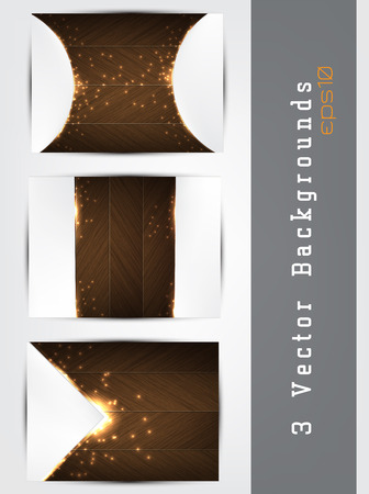 Vector wood background set with white paper and space for your textのイラスト素材
