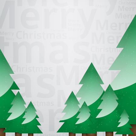 Christmas background with green tree and merry christmas word cloudのイラスト素材