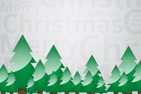 Christmas background with green tree and merry christmas word cloudのイラスト素材