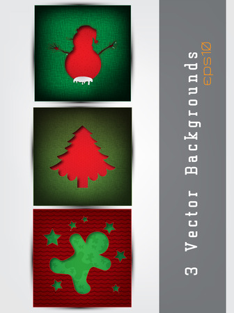 Set of cards with Christmas decorations, illustrationのイラスト素材