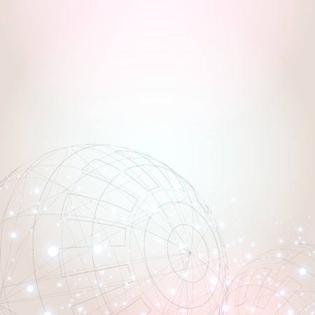 Abstract background with wireframe sphere, sparks and space for your text.のイラスト素材