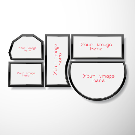 Set of photo frames with shadows on grey backgroundのイラスト素材
