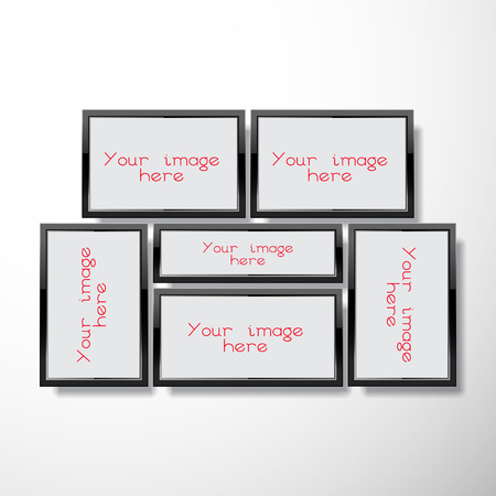 Set of photo frames with shadows on grey backgroundのイラスト素材