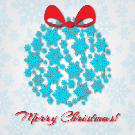 Merry Christmas colorful abstract bauble with snowflakes composition.のイラスト素材