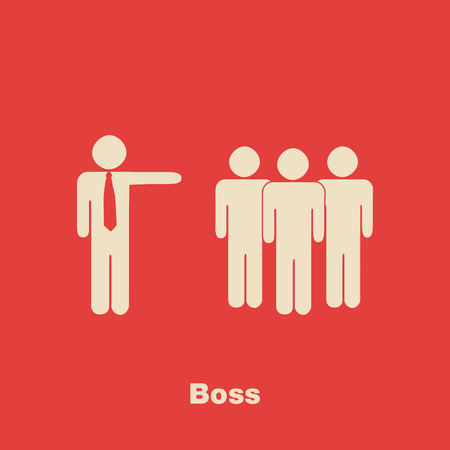 Minimalist Boss Concept Illustration with crowd on red backgroundのイラスト素材