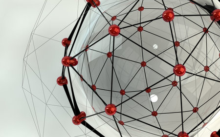 Abstract background. Red connecting dots with space for text.の写真素材