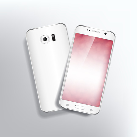 Back and front of realistic phone design concept. White color device.のイラスト素材
