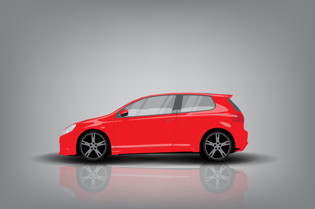 Side view of red car on grey backgroundのイラスト素材