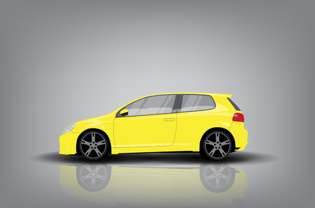 Side view of yellow car on grey backgroundのイラスト素材