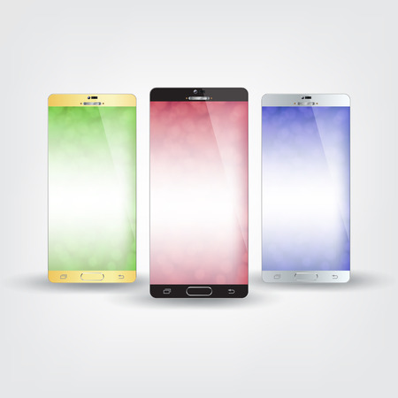 Realistic futuristic phone design concept. Black, gold and silver color devices.のイラスト素材
