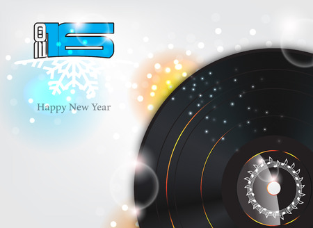 Happy new year 2016  illustration with music background.のイラスト素材