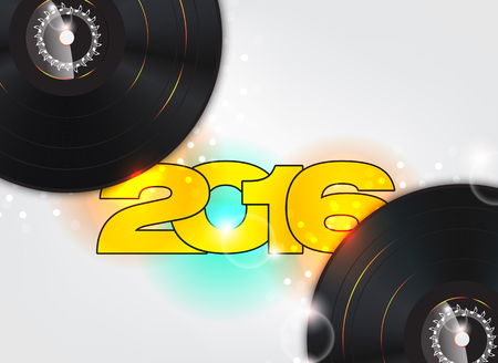 Happy new year 2016  illustration with music background.のイラスト素材