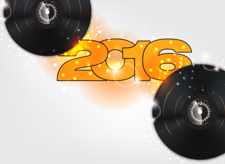 Happy new year 2016  illustration with music background.のイラスト素材