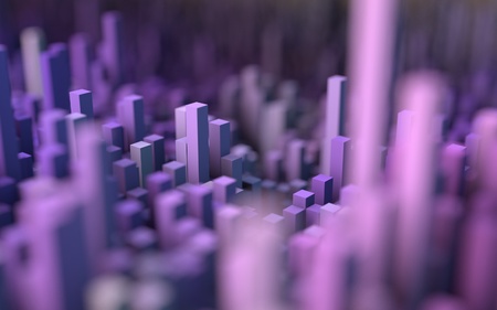 3D illustration of abstract macro render with shallow dept of field. Macro cityの写真素材