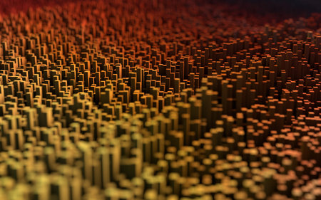 3D illustration of abstract macro render with shallow dept of field. Macro city