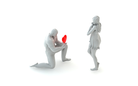 3D Cartoon Character - Guy in Love with Girlfriend offering his Heart Icon, Symbol. 3D Illustrationの写真素材