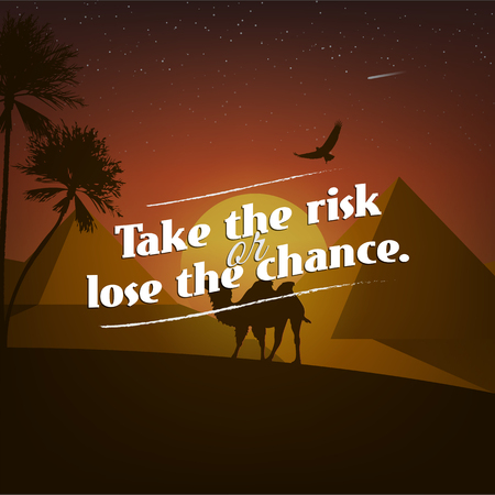 Take the risk or lose the chance. Motivational poster with nature backgroundのイラスト素材