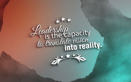 Leadership is the capacity to translate vision into reality. 3D Motivational Posterの写真素材