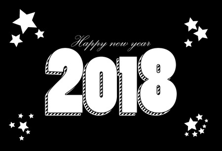 Typography of a 2018 on chalkboard for Christmas and New year. New year card 2018のイラスト素材