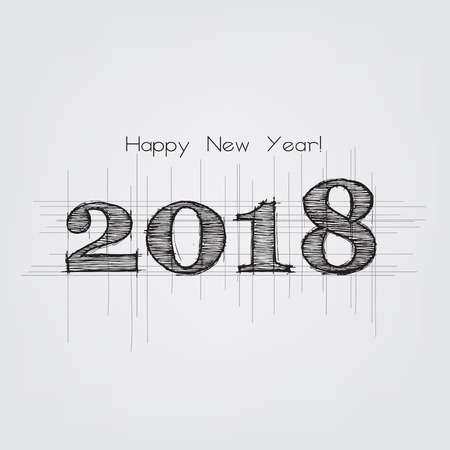 Happy New Year 2018, vector illustration Christmas backgroundのイラスト素材