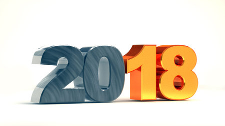 New 2018 year golden figures isolated on white background. 3D rendered Illustration for advertising.
