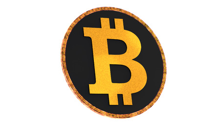 Bitcoin isolated on white background. Domination concept. New virtual money, 3D rendering.の写真素材