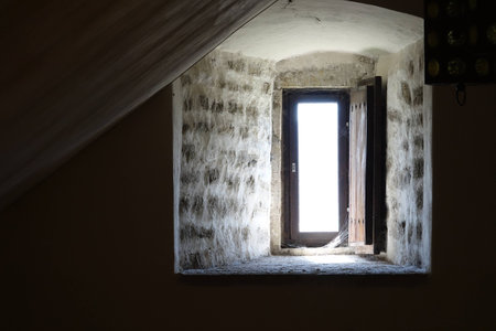 Old castle windowの写真素材