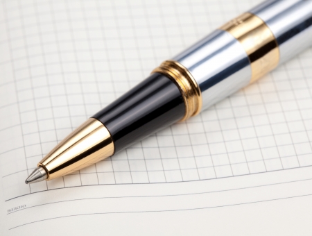 Notebook with pen close-up. Macro shootingの写真素材