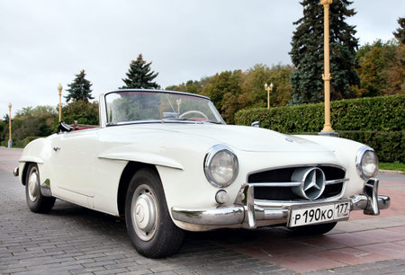 MOSCOW, RUSSIA - SEPT 24: A 1960 Mercedes-Benz 190 SL Roadster in the final stage of the competition...